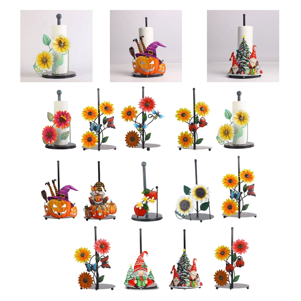 Kitchen Countertop Paper Towel Holder Vertical Tissue Holder Rack Flowers Christmas Tissue Stand Napkins Rack Enduring
