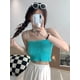 thumbnail image 1 of Camisola fruncida de verano para mujer de VISgogo, blusas cortas de chifón informales sin mangas de Color sólido para ropa de calle de playa, ropa para discoteca VISgogo  moda, 1 of 2