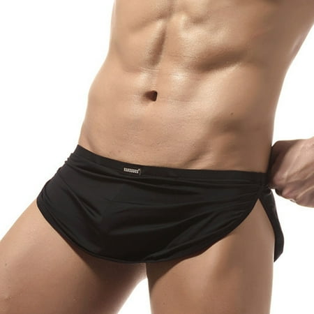 Mens Underwear  Men s Boxer Underwear  Sexy Thongs Split Sides Shorts Briefs Trunks Style UnderpantsM  Black