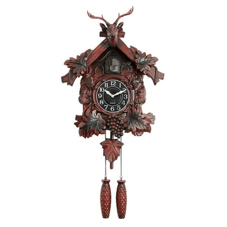 Misright Swing Bird Wall Clock and Aluminum European Retro Styles Deer Head Wall Clock