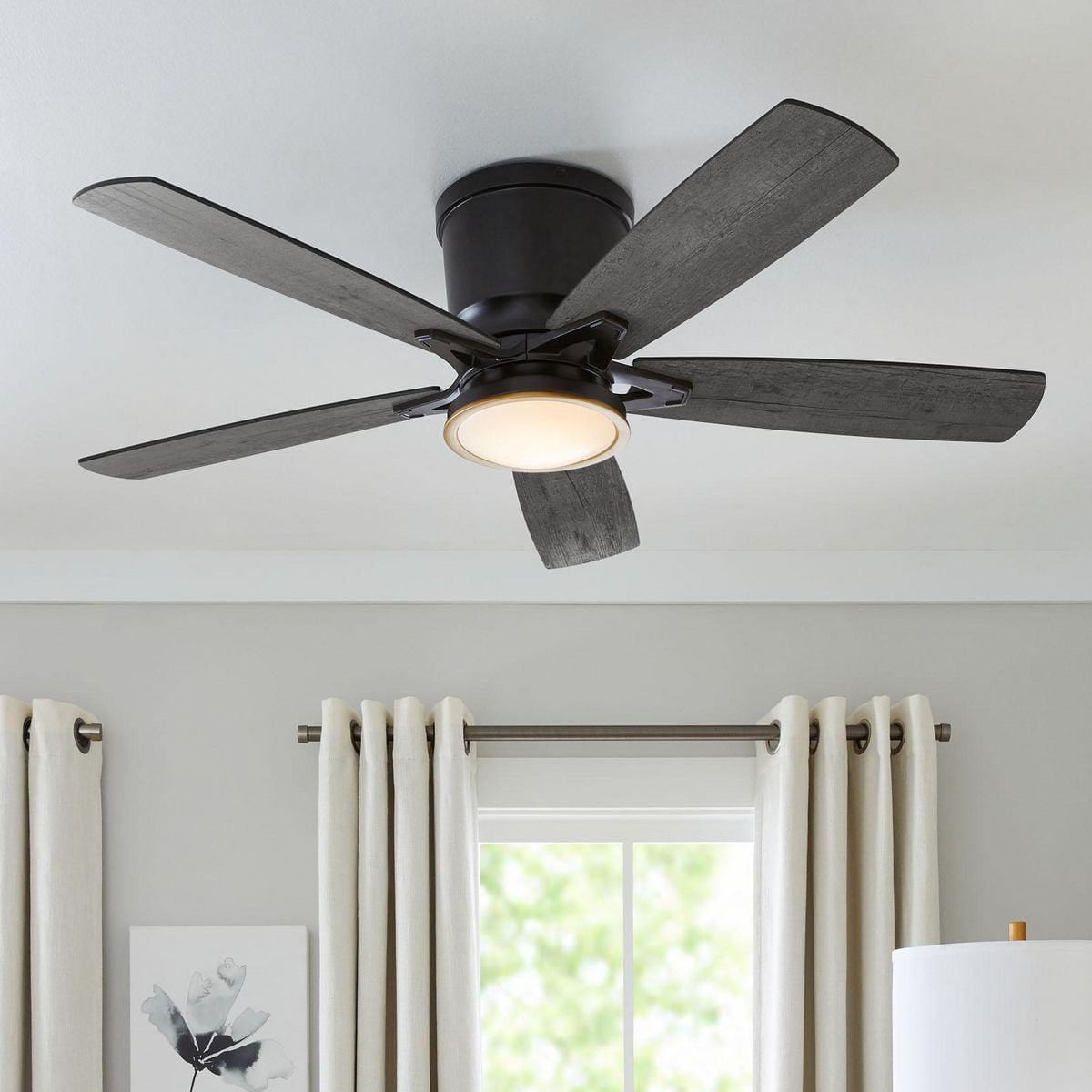 Better Homes & Gardens 52″ Black Transitional Hugger Ceiling Fan LED Light Kit, 5 Reversible Blades Sansujyuku sansujyuku.com