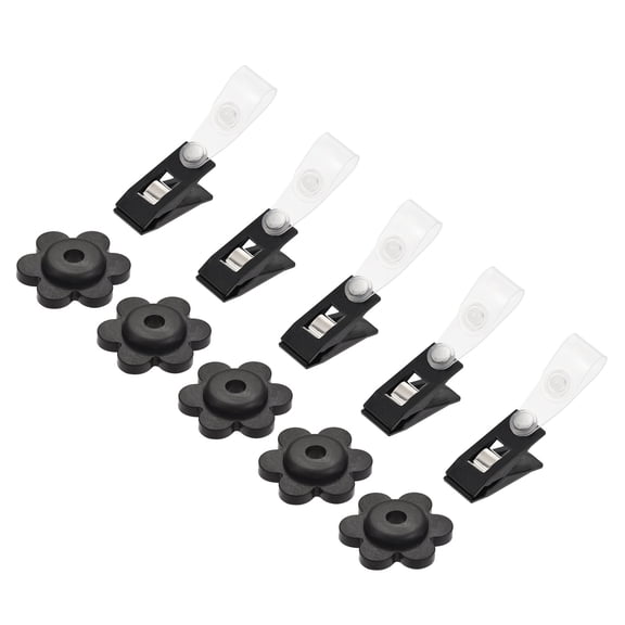 Uxcell Flower Shape Garden Flag Rubber Stoppers and Anti-Wind Clips Black 20in 1 Set
