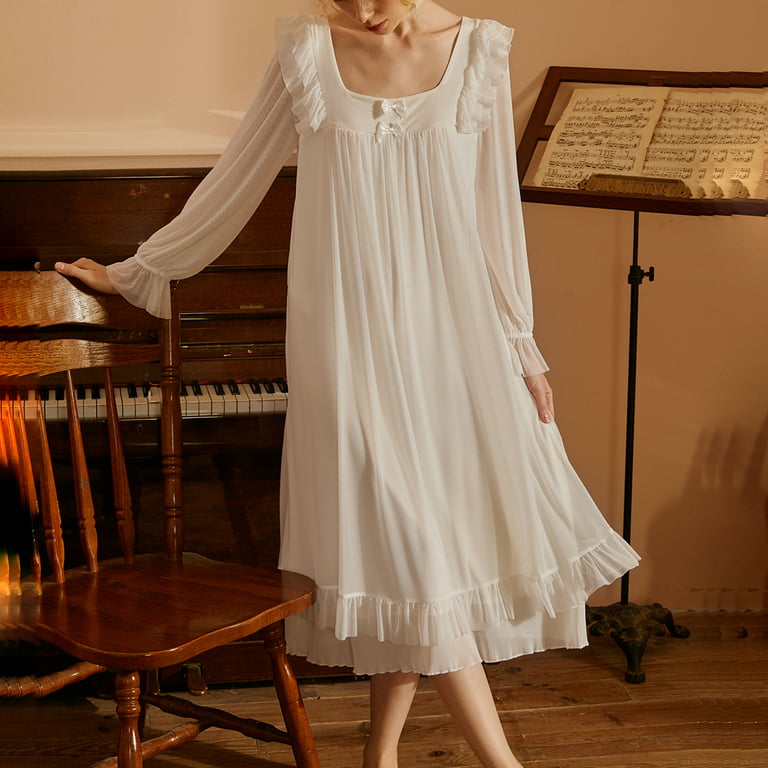 Homgro Women's Victorian Nightgowns Vintage Ruffle Sleep Dress