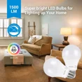 thumbnail image 2 of 8-Pack A19 LED Light Bulb, 1500LM, 3000K Soft Warm Non Dimmable 14W, 2 of 2