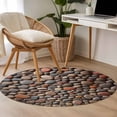 thumbnail image 4 of Colorful Stones Round Area Rug 4Ft Washable Circle Rugs for Bedroom Dining Room, Modern Art Farmhouse Stones Non-Slip Carpet Floor Mats Indoor Outdoor Carpet Runner Aesthetic Home Decor, 4 of 8