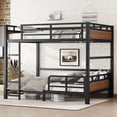 thumbnail image 2 of Full XL over Full XL Metal Bunk Bed,Heavy-duty Separable Bunk Beds Loft Bed with Safety Guardrails,Walnut, 2 of 10