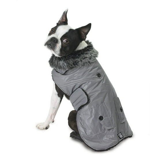 Boston Grey Dog Parka Vest - Medium