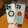thumbnail image 3 of Compatible with iPhone 14 Pro Max Case MagSafe Glitter Cute Bling Plating Luxury Cutout Visible Logo Camera Protection Phone Cases Compatible with Magnetic for Women Girls 6.7" - Green, 3 of 13