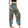 thumbnail image 3 of SWSMCLT Women's Boho Harem Yoga Pants Indian Smocked Waist Baggy Bohemian Buddha Gypsy Balloon Pocket Thai Hippie Beach Print Bloomers LoungeTrousers A-Patterned15 Small-Large, 3 of 5