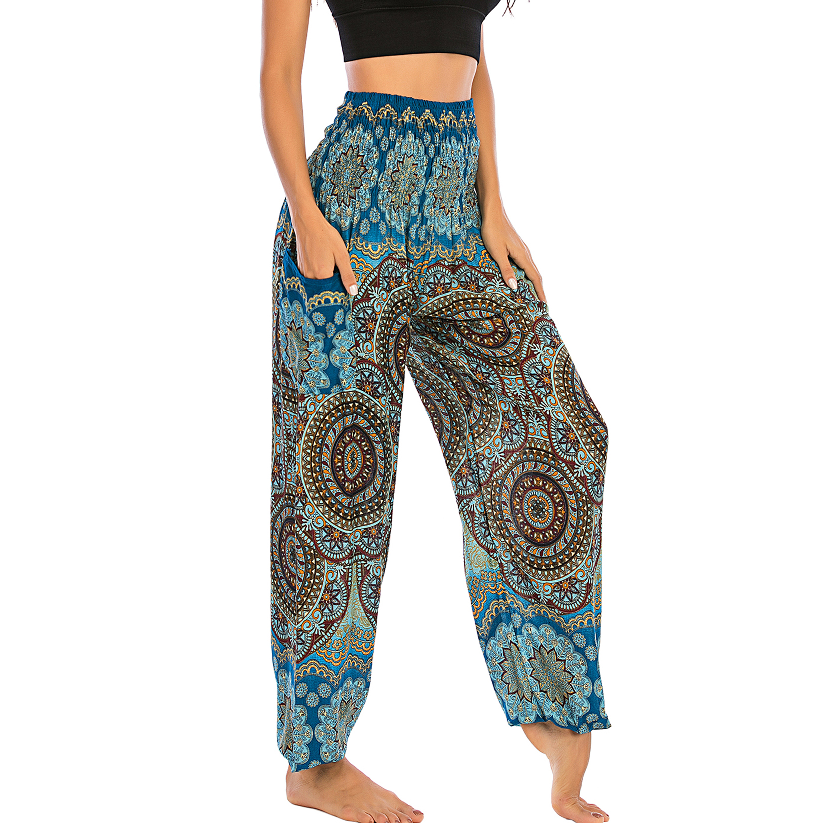 Origin Siam Thai Harem Pants – Elasticated Waist, Wide Leg, Boho Yoga Trousers – UK 6-22
