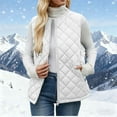 thumbnail image 2 of RQYYD Women Lightweight Quilted Padded Vest Rib Collar Lightweight Zip Up Front Gilet Quilted for Women, 2 of 6