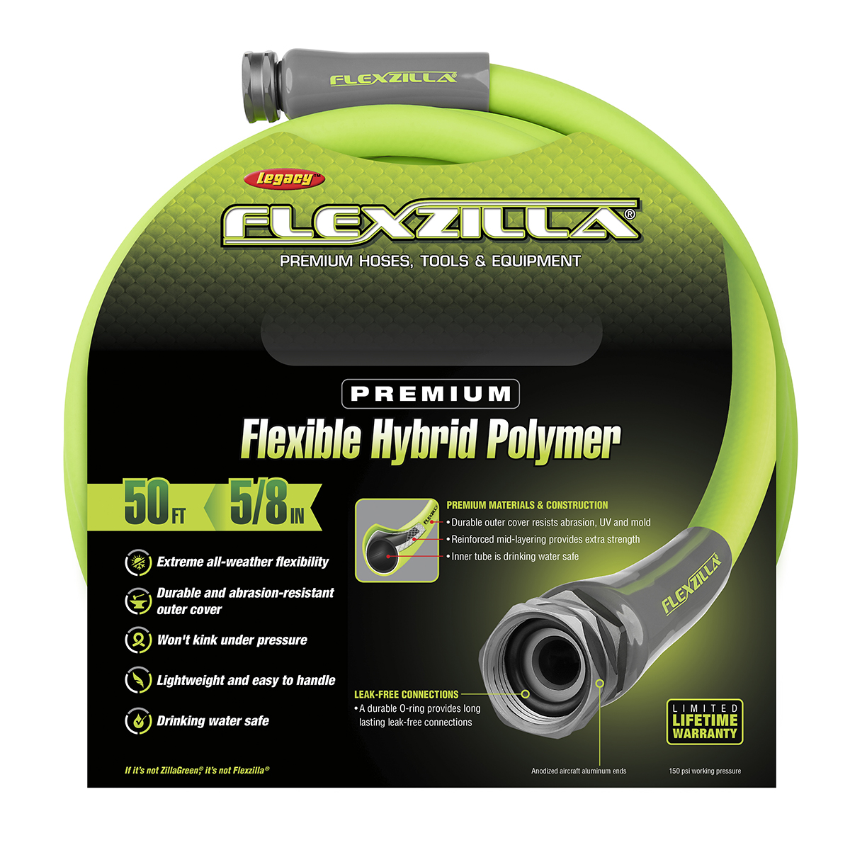 Flexzilla® Garden Hose, Flexible Hybrid Polymer, 5/8" x 50' - image 3 of 12