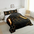thumbnail image 4 of Feelyou Neon Gold Gamepad Bedding Comforter Set, Chic Honeycomb Abstract Twin Comforter Sets, Teens Kids Boys Girls Reversible Bedding Set, Luxury Bedroom Decor, 2-Piece, 4 of 9
