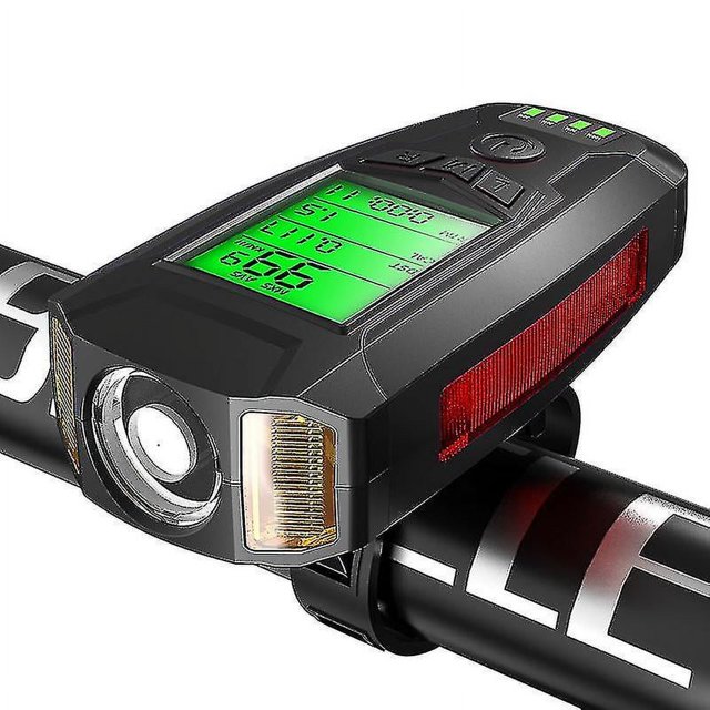 Luz para bicicleta, luz para bicicleta recargable por USB con velocímetro, computadora para bicicleta, luz LED para bicicleta, luz potente delantera y trasera para ciclismo de mont
