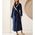 thumbnail image 3 of SWSMCLT Women's Long Sleeve Robe Warm House Medium Sleepwear Pjs Fleece Thick Spring Oversized Loose Comfy Navy Medium, 3 of 5