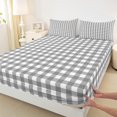 thumbnail image 3 of Homewish Gray Plaid Queen Sheet Sets 4-Piece, Geometric Buffalo Grid Flat Sheet, Cute Checkered Queen Fitted Sheet, Lightweight Room Decor, 3 of 7