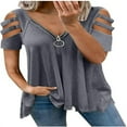 thumbnail image 1 of PENGXIANG Women T-shirt  Leopard Printed Pattern Short Sleeve V-neck Tops, 1 of 2