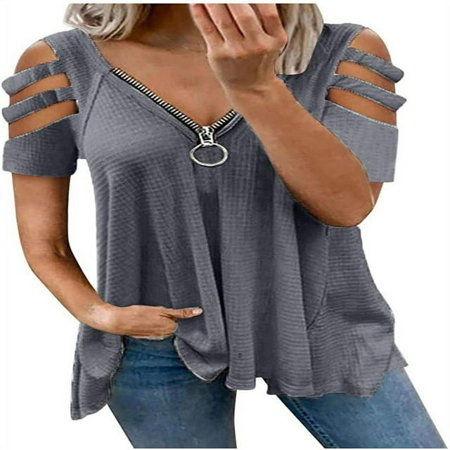 T-shirt pour Femmes à Motif Imprimé Léopard, Manches Courtes, Col en V