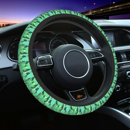 Elastic Steering Wheel Cover Cactus green Pattern Stretch Thickening Car Steering Wheel Cover Women Men Steering Wheel Protector Universal 15 in