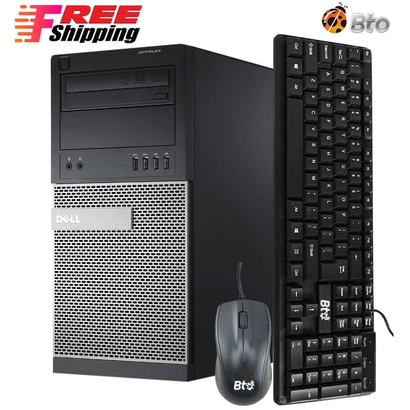Restored Dell OptiPlex Desktop Tower Computer PC Intel Core i5 3.20GHz Processor 16GB Ram, 256GB M.2 SSD 2TB Hard Drive, BTO Wireless Keyboard & Mouse, Wifi (Refurbished)