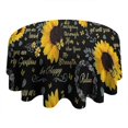 thumbnail image 4 of Black Sunflower Word Pattern Round Tablecloth 60"x60",Wrinkle Wipeable Table Cloth for Kitchen Dining Room Picnic Patio Party, 4 of 6