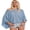 Blue, variant on LMLYSoH Women's Summer Knit Poncho Solid Color Boat Neck Loose Fit Draped Bat Sleeve Pullover Trendy Tops Streetwear