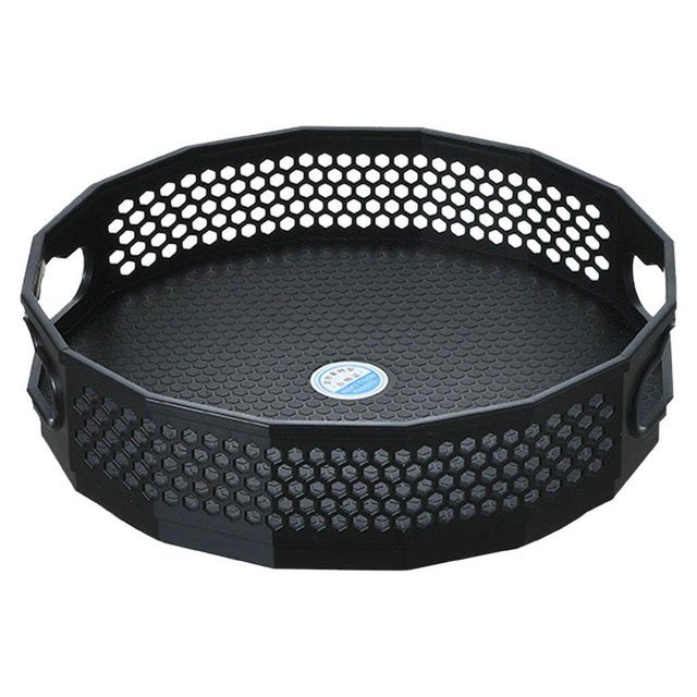 Maoww Anti-Skid Turntable Spice Rack Bathroom Storage Tray Organizer Container Black L