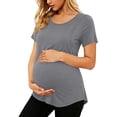 thumbnail image 3 of RongHuan Women's Maternity Shirts Short Sleeve Split Hem Pregnancy Tops Comfy Crew Neck T Shirt, 3 of 8