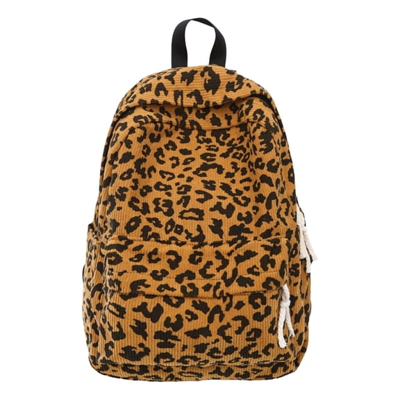Vintage Leopard Corduroy Backpack for Women Men, Soft Drawstring Casual Backpack, Large Capacity Fashion Bag Outdoor Travel Daypack