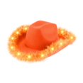 thumbnail image 2 of LED Light Up Cowboy Hat for Adults, Orange Western Cowboy Hat With Feather Trim, Lighted Party Cowgirl Hat for Holiday Night Event, 2 of 6