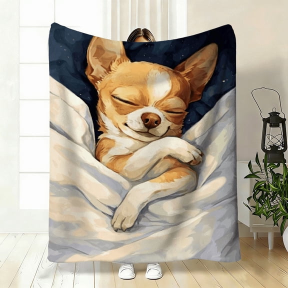 Chihuahua Pattern Flannel Throw Blanket. Cozy All Season Decorative Blanket for Home Decor and Office.