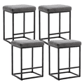 thumbnail image 1 of Bar Stools Backless Saddle Seat Barstools Modern Leathaire Fabric Cushion Counter Height Chairs and Metal Steel Frame& Footrest for Kitchen Island, Dining Pub, 24 Inches (Dark Gray,Set of 4), 1 of 9