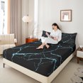 thumbnail image 4 of Manfei Marble Texture Road Twin Sheet Sets,Modern Minimalist Artistic Twin Fitted Sheet,Blue Black Flat Sheet For Adults,Microfiber Room Decoration,3-Piece, 4 of 7