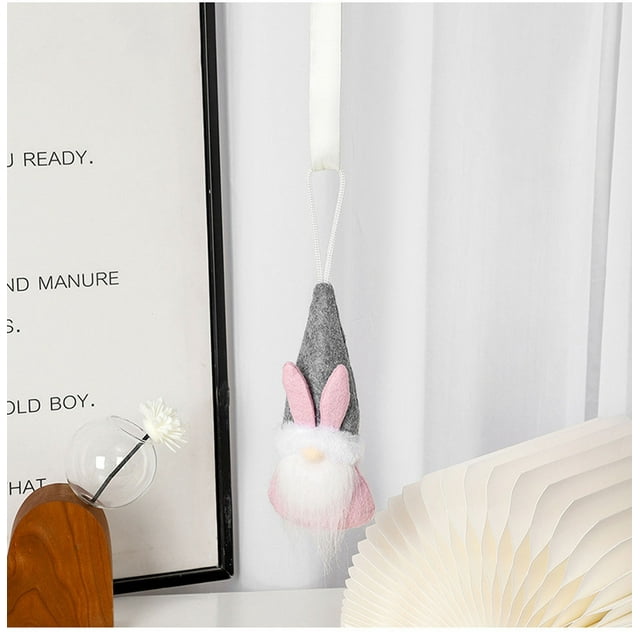 Fiudx Adorno de Conejo de Pascua, Enano Anciano Sin Rostro, Colorido Adorno Colgante, Alegre Decoración para Fiestas, Perfecto para Pascua, 7,5 X 16 Cm.