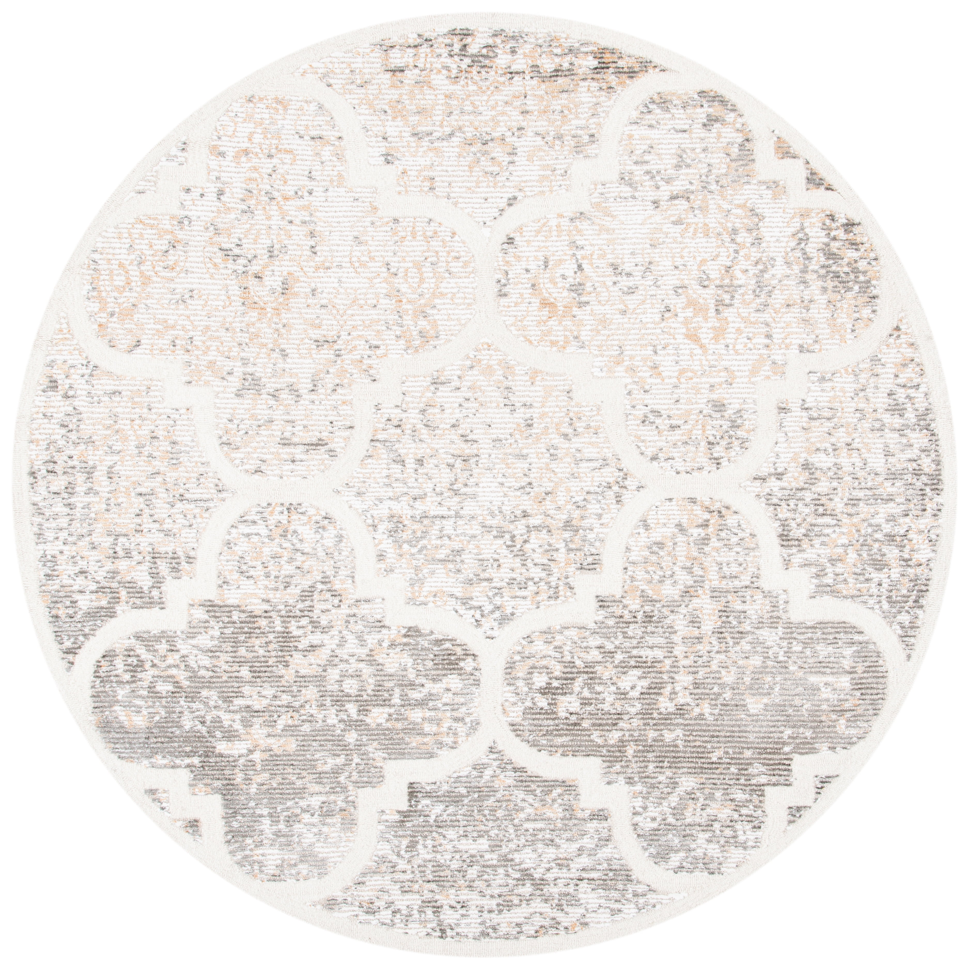 SAFAVIEH Artistry Carlie Ogee Area Rug, Ivory/Gold, 7' x 7' Round