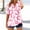 005 Pink, variant on Oplxuo Breast Cancer Shirts for Women Cute Pink Ribbon Print T Shirt Short Sleeve Vneck Tees Loose Fit Top Blouses