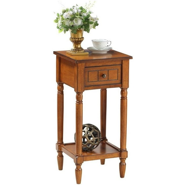 Pemberly Row Table d'Appoint Traditionnel en Bois à un Tiroir, Noyer