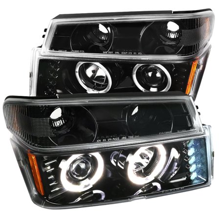 Cancun Light - Spec-D Tuning For 2004-2012 Chevy Cheverolet Canyon GMC Colorado Led Dual Halo Jet Black Projector Headlights + Signal 2004 2005 2006 2007 2008 2009 2010 2011 2012