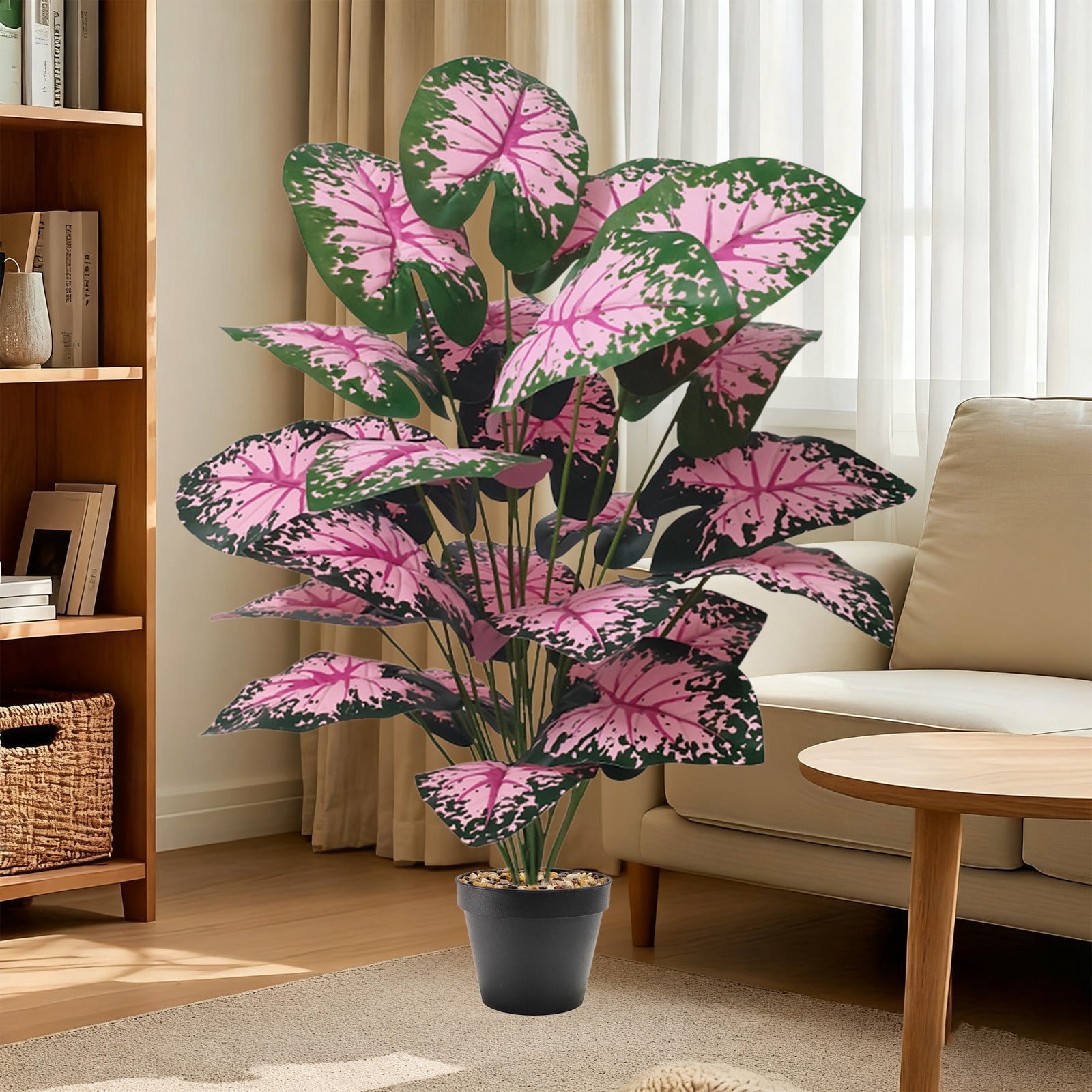 Lunxisen 1 Pcs Artificial Plants in Pots, Fake Tropical Tree with Greenery Leaves Stems, Artificial Plant(33in)