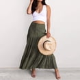 thumbnail image 4 of HGIEYS Womens White Maxi Skirt Summer Boho Long Pleated A-Line Flowy Elastic High Waist Beach Tiered Skirt, 4 of 8
