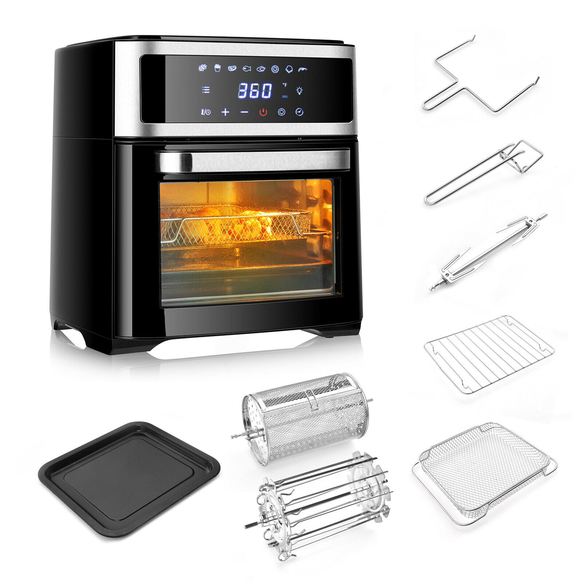 Saki Smart Air Fryer Oven XL13 Quart, 9-in-1, Rotisserie, Dehydrator, Roast, Bake, Preheat, Recipes & Accessories Included, 1700W, ETL Listed, RA