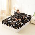 thumbnail image 4 of Manfei Cute Dog Paw Twin Fitted Sheet, Cartoon Bone Print Bedding, Black Brown, 2pcs, 1 Fitted Sheet and 1 Pillowcase, 4 of 6