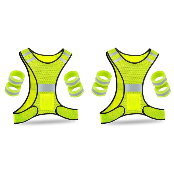 2 Piezas Chaleco Reflector - Chaleco de Bicicleta de Alta Visibilidad Con Ajustable Y 8 Reflectores para Correr