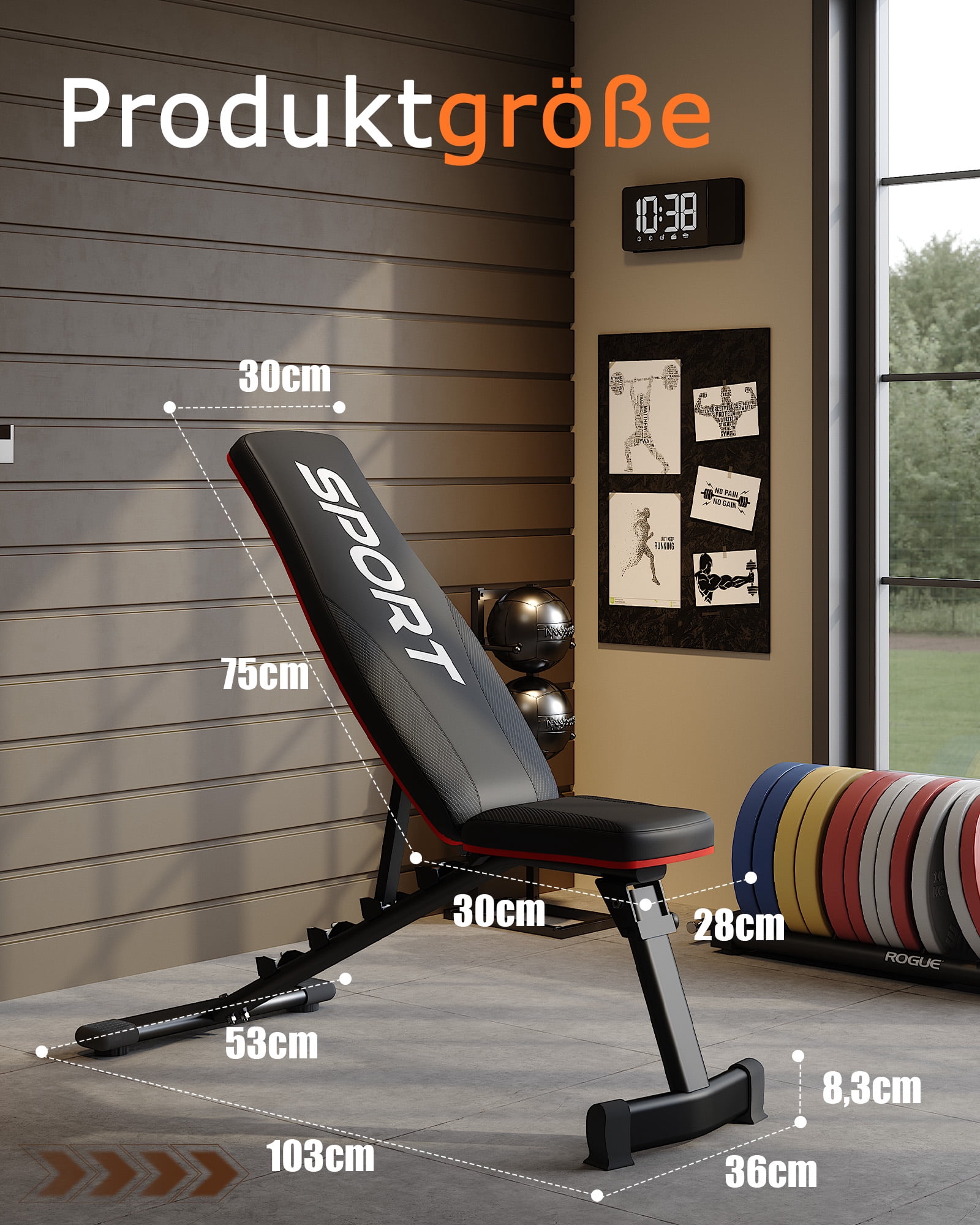 Foldable Weight Bench - Adjustable Incline Decline Workout Bench for Home Gym,  660LBS Stable Incline Decline Bench with High Weight Capacity & Compact Storage, Black