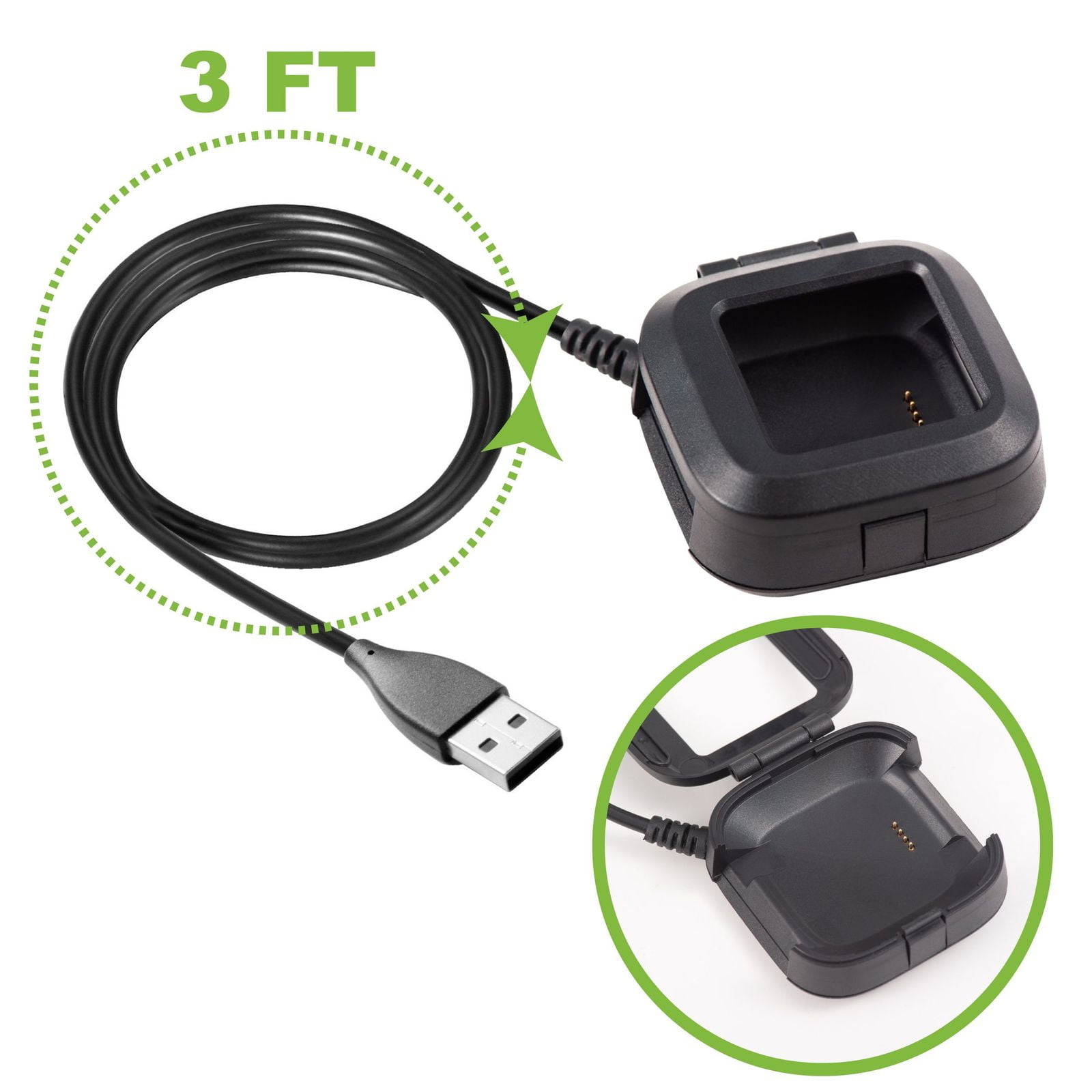 Versa Lite For Fitbit Versa Versa 2 USB Charging Cable Charger Dock Cradles 