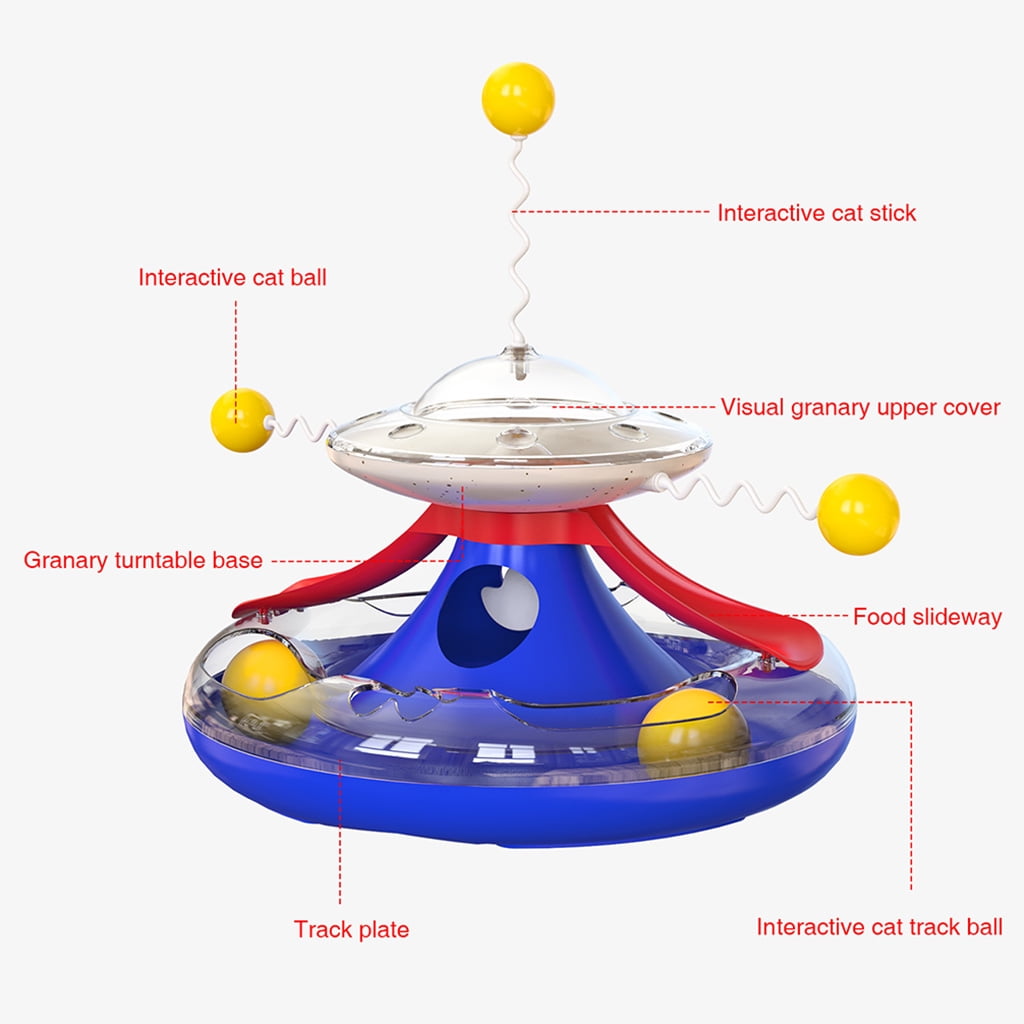 Four-Color Funny Kitten Plush Ball Toys Cats Turntable Funny for Cat Ball Leaking Food Toy Interactive for Cat Toy Durab