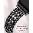 thumbnail image 5 of Wearlizer Stainless Steel Band Compatible with Apple Watch Band for Women 38/40/41/42/44/45/46/49mm, Studded Link Bracelet Strap, Dressy Metal Band for Series 11/10/9/8/7/6/5/4/SE/Ultra, 5 of 7