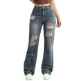 thumbnail image 4 of Baggy Jeans for Woman, High Waisted Wide Leg Ripped Jean Pants, Vintage Streetwear Denim Trousers with Pockets for Teens Blue XXL, 4 of 9