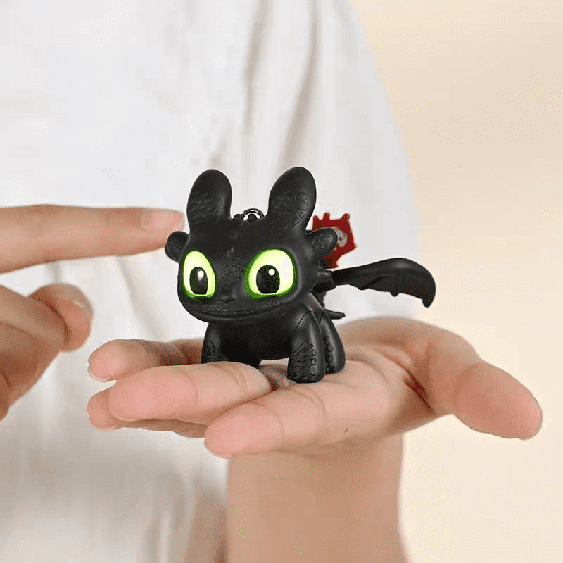 Light-Up Cartoon Dragon Eye Keychain – Cute PVC Dragon Doll Bag Charm with LED Eye Light