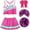 A-Pink137, variant on XAOWF Child Girls Cheerleading 3 Piece Sets Fashion Sleeveless Top And Casual Skirt With Pom-Poms Outfits Stylish Leisure Clothes Outfits